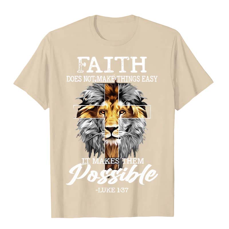 Christianartworkshop Religiöses Löwenkreuz-Motiv Unisex-T-Shirt - Beige - 2XL - image 2