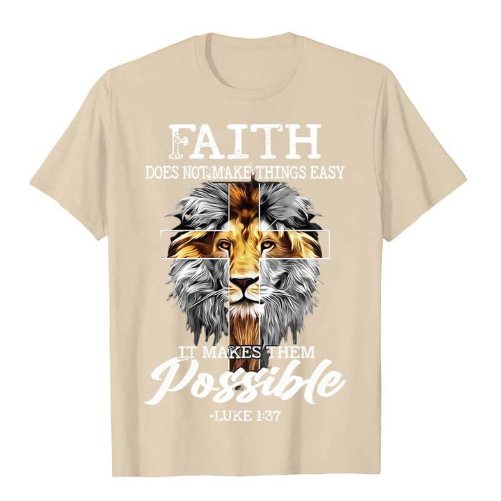 Christianartworkshop Religiöses Löwenkreuz-Motiv Unisex-T-Shirt - Beige - 2XL - image 2