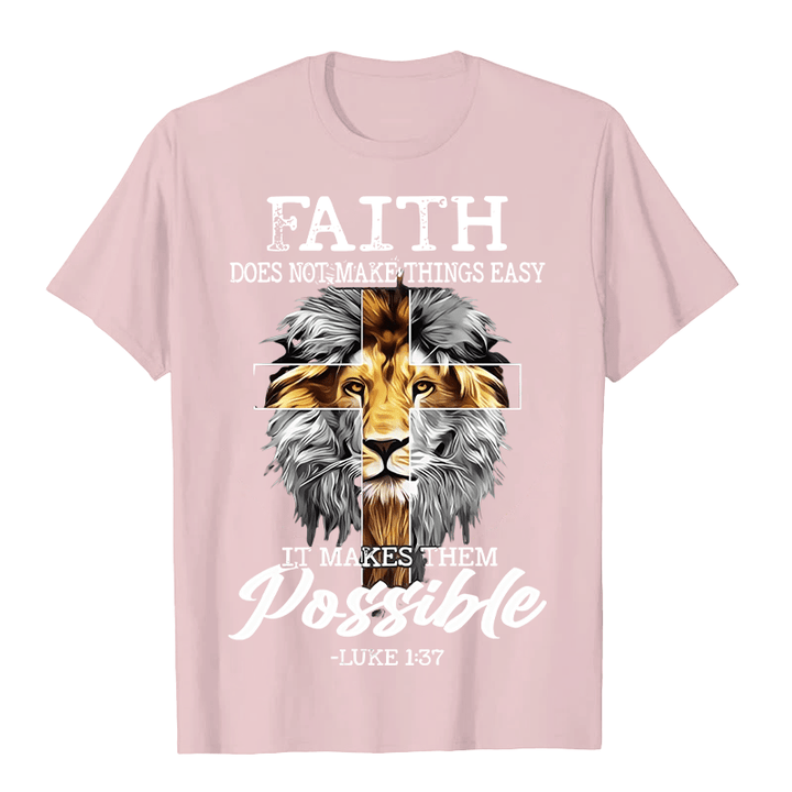Christianartworkshop Religiöses Löwenkreuz-Motiv Unisex-T-Shirt - Rosa - 2XL - image 4