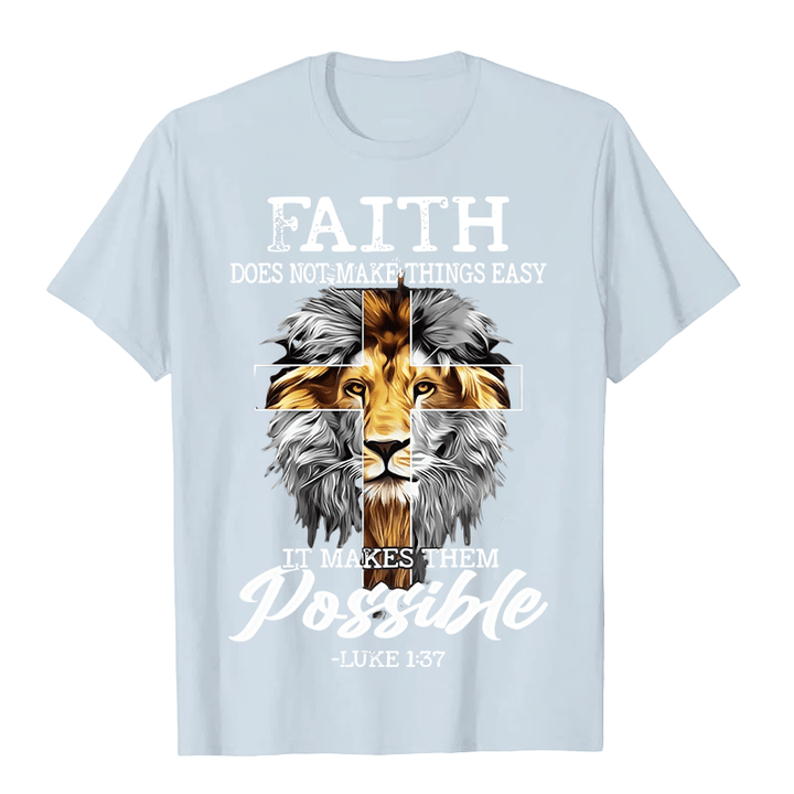 Christianartworkshop Religiöses Löwenkreuz-Motiv Unisex-T-Shirt - Blau - 2XL - image 5