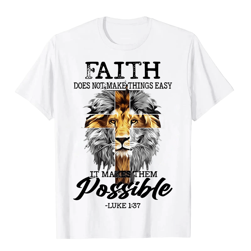 Christianartworkshop Religiöses Löwenkreuz-Motiv Unisex-T-Shirt - Weiß - 2XL - image 1