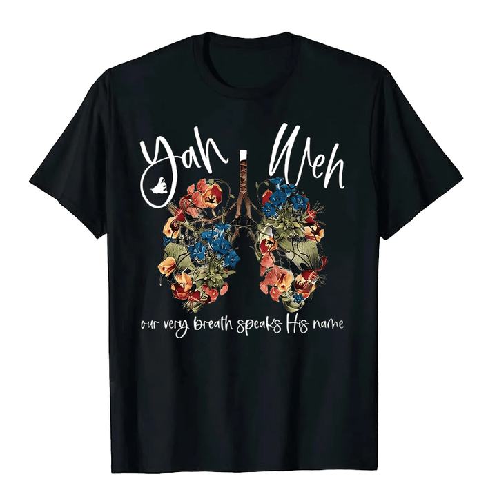 Christianartworkshop Unser Atem spricht seinen Namen Floral Lung Jahwe Unisex T-Shirt - Schwarz - 2XL - image 8
