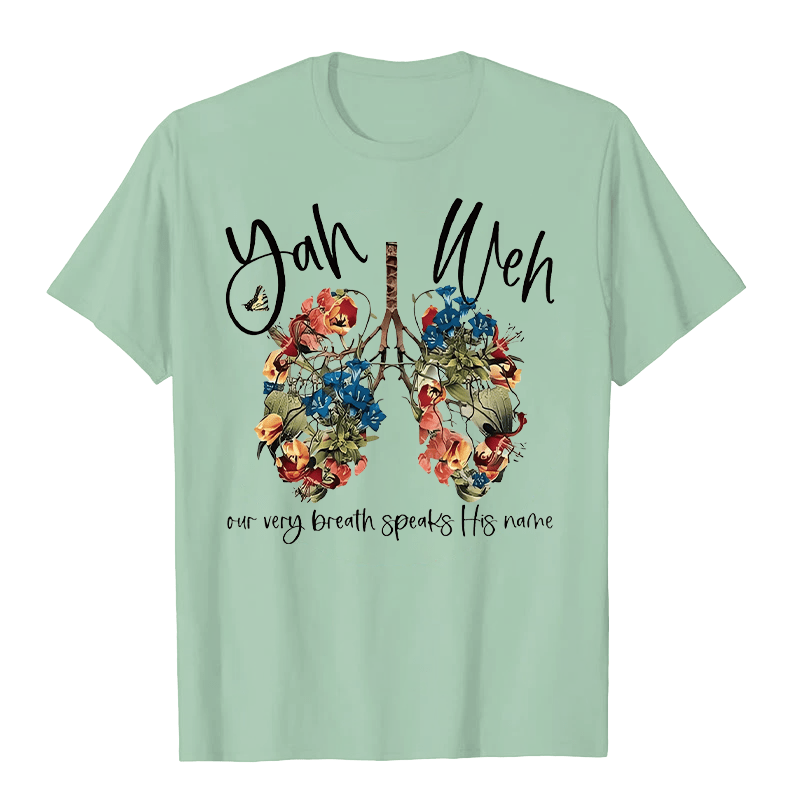Christianartworkshop Unser Atem spricht seinen Namen Floral Lung Jahwe Unisex T-Shirt - Hellgrün - 2XL - image 3