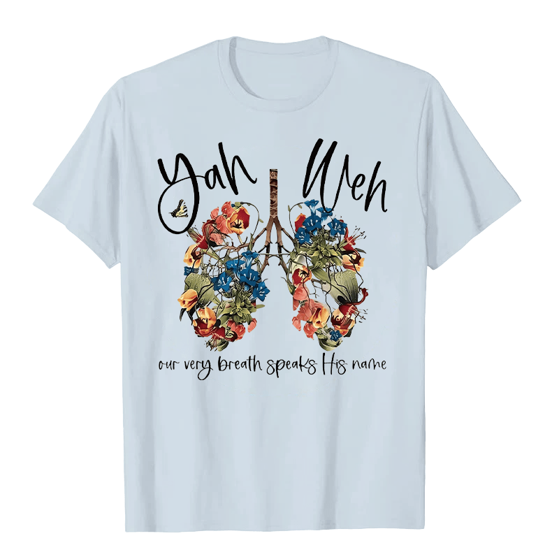 Christianartworkshop Unser Atem spricht seinen Namen Floral Lung Jahwe Unisex T-Shirt - Blau - 2XL - image 0