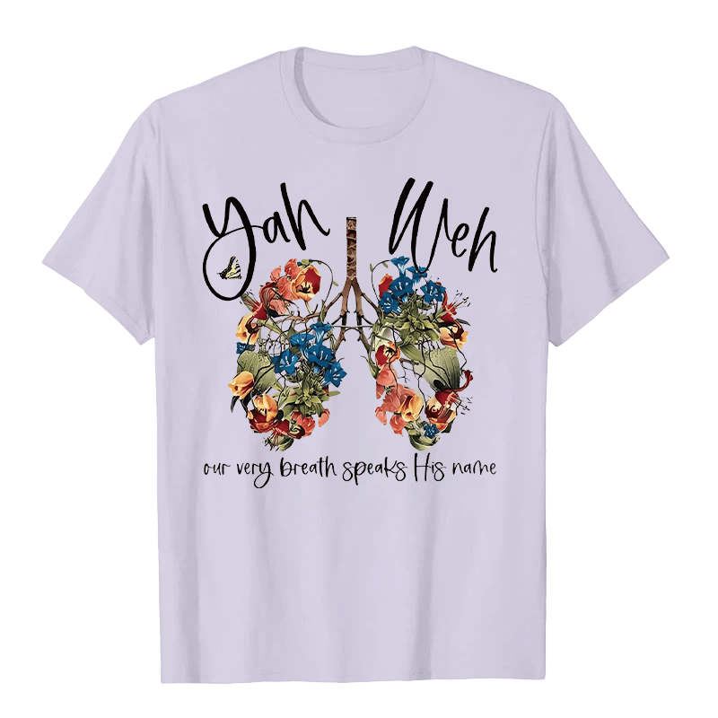 Christianartworkshop Unser Atem spricht seinen Namen Floral Lung Yahweh Unisex T-Shirt - Lila - 2XL - image 5