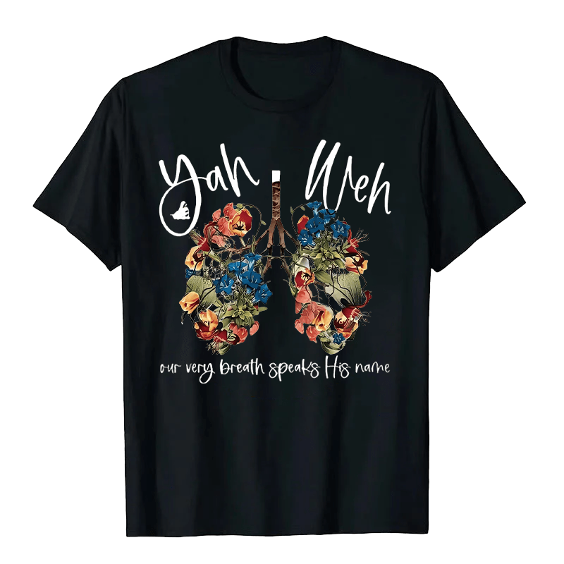 Christianartworkshop Unser Atem spricht seinen Namen Floral Lung Yahweh Unisex T-Shirt - Schwarz - 2XL - image 9