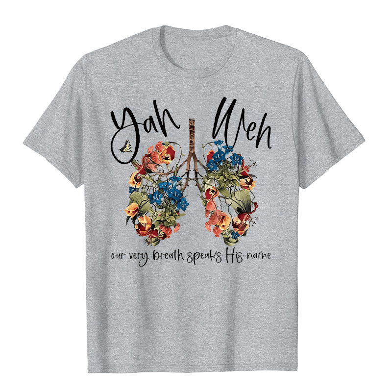 Christianartworkshop Unser Atem spricht seinen Namen Floral Lung Jahwe Unisex T-Shirt - Grau - 2XL - image 6