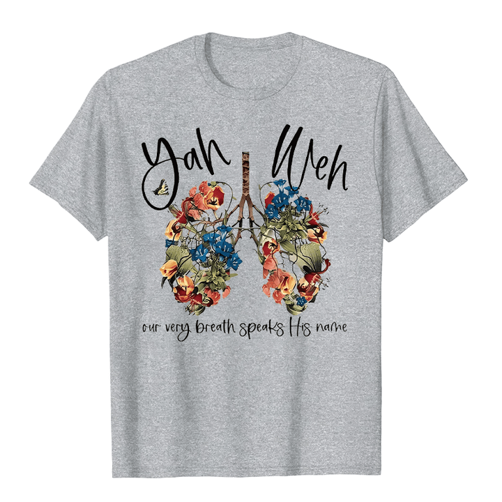 Christianartworkshop Unser Atem spricht seinen Namen Floral Lung Jahwe Unisex T-Shirt - Grau - 2XL - image 6