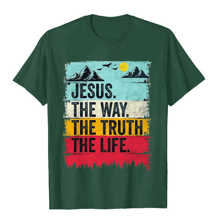 Christianartworkshop Jesus Der Weg Die Wahrheit Das Leben Unisex T-Shirt - Dunkelgrün - 2XL - image 2