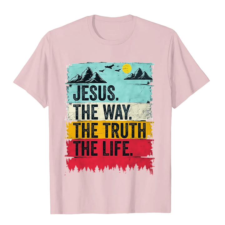 Christianartworkshop Jesus – Der Weg, die Wahrheit, das Leben Unisex-T-Shirt - Hellrosa - 2XL - image 3