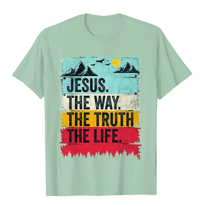 Christianartworkshop Jesus Der Weg Die Wahrheit Das Leben Unisex T-Shirt - Hellgrün - 2XL - image 7