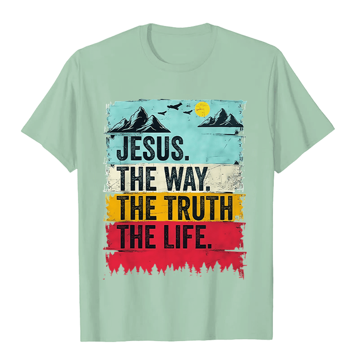 Christianartworkshop Jesus – Der Weg, die Wahrheit, das Leben Unisex-T-Shirt - Hellgrün - 2XL - image 6