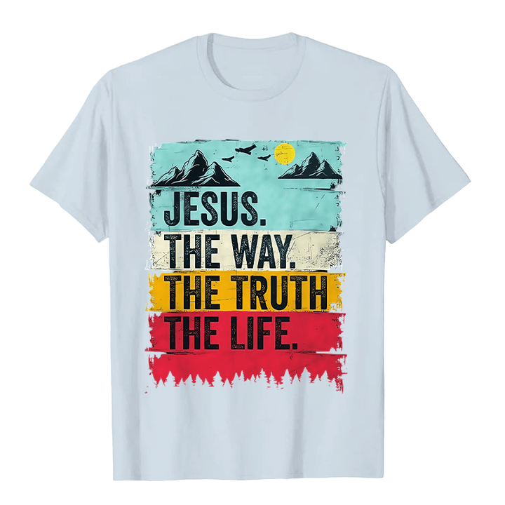 Christianartworkshop Jesus – Der Weg, die Wahrheit, das Leben Unisex-T-Shirt - Hellblau - 2XL - image 7