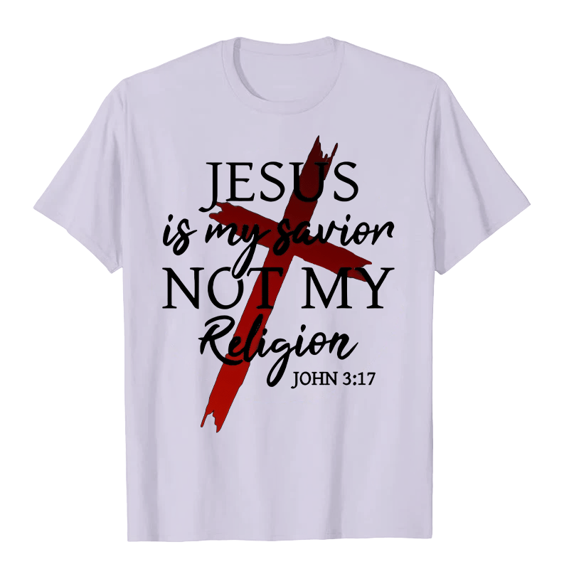 Christianartworkshop Jesus ist mein Erlöser, nicht meine Religion Gott Glaube Kreuz Unisex T-Shirt - Hellviolett - 2XL - image 3