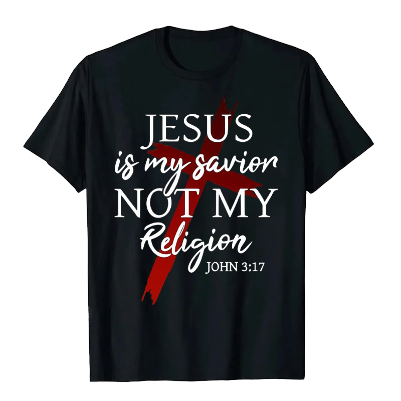 Christianartworkshop Jesus ist mein Erlöser, nicht meine Religion Gott Glaube Kreuz Unisex T-Shirt - Schwarz - 2XL - image 0