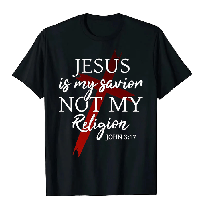 Christianartworkshop Jesus ist mein Erlöser, nicht meine Religion Gott Glaube Kreuz Unisex T-Shirt - Schwarz - 2XL - image 0