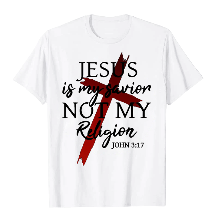 Christianartworkshop Jesus ist mein Erlöser, nicht meine Religion Gott Glaube Kreuz Unisex T-Shirt - Weiß - 2XL - image 2