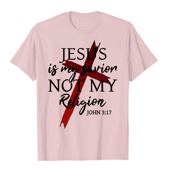 Christianartworkshop Unisex-T-Shirt mit Aufschrift „Jesus ist mein Retter, nicht meine Religion, Gott, Glaube, Kreuz“ - Hellrosa - 2XL - image 5