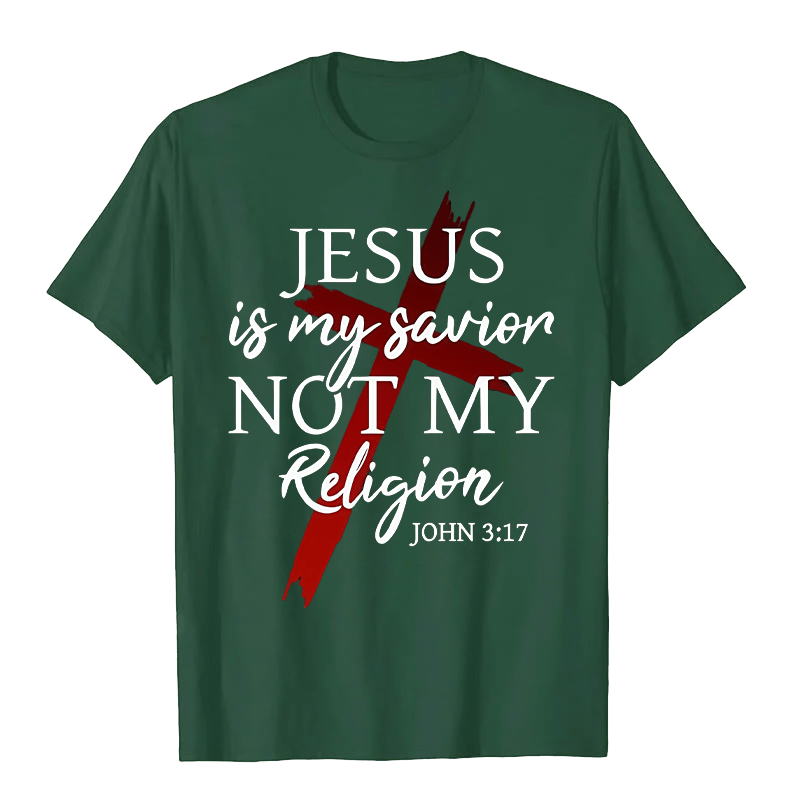Christianartworkshop Unisex-T-Shirt mit Aufschrift „Jesus ist mein Retter, nicht meine Religion, Gott, Glaube, Kreuz“ - Dunkelgrün - 2XL - image 9