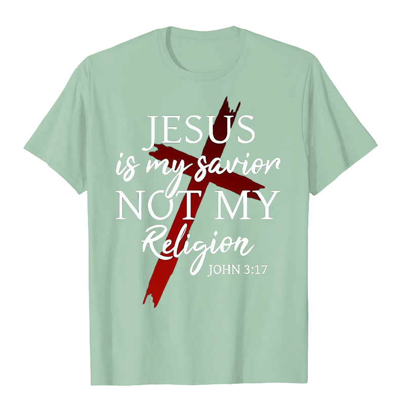 Christianartworkshop Jesus ist mein Erlöser, nicht meine Religion Gott Glaube Kreuz Unisex T-Shirt - Hellgrün - 2XL - image 5