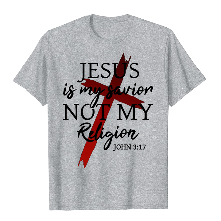 Christianartworkshop Unisex-T-Shirt mit Aufschrift „Jesus ist mein Retter, nicht meine Religion, Gott, Glaube, Kreuz“ - Grau - 2XL - image 8