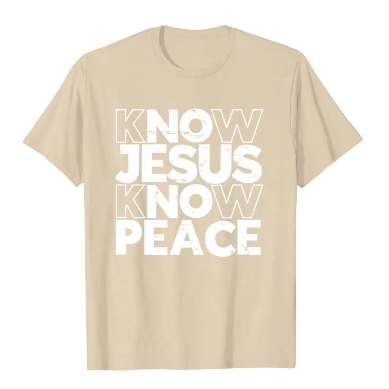 Christianartworkshop Minimalistisches „Kenne Jesus, kenn den Frieden“-Typografie-Unisex-T-Shirt - Beige - 2XL - image 4