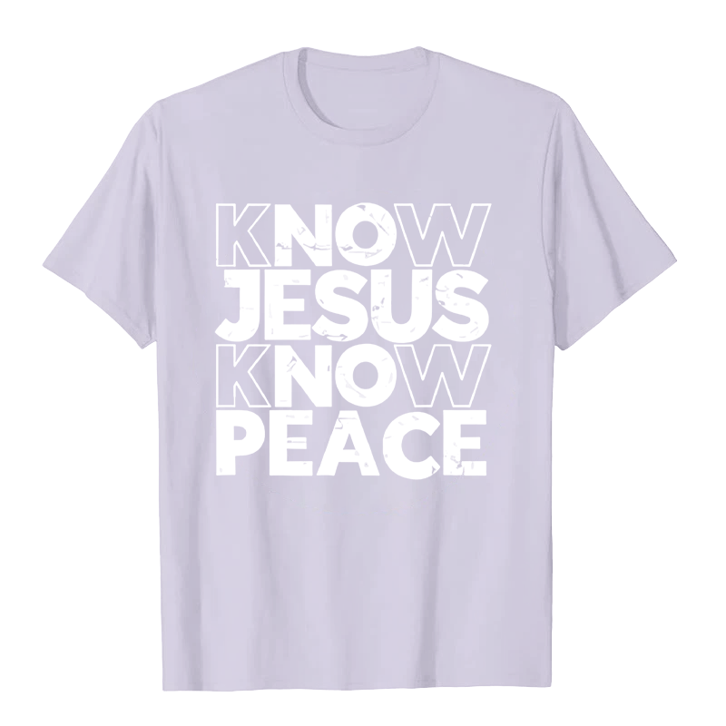 Christianartworkshop Minimalistisches „Kenne Jesus, kenn den Frieden“-Typografie-Unisex-T-Shirt - Hellviolett - 2XL - image 6