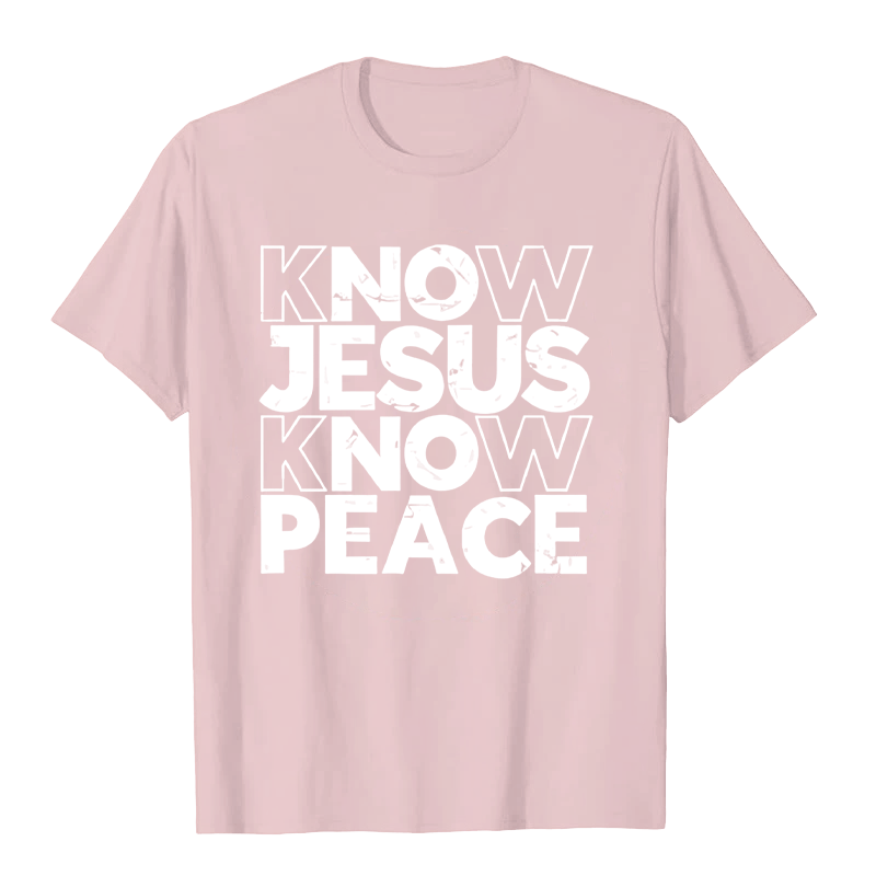 Christianartworkshop Minimalistisches „Kenne Jesus, kenn den Frieden“-Typografie-Unisex-T-Shirt - Hellrosa - 2XL - image 5