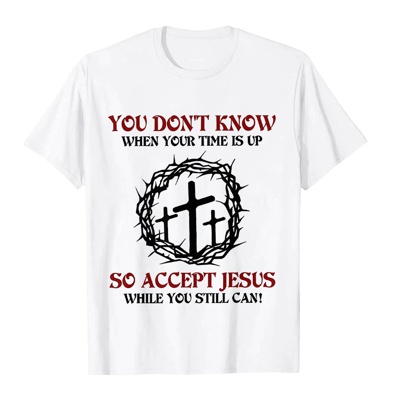Christianartworkshop Religiöse Warnung Akzeptieren Sie Jesus Dornenkrone Kreuz Unisex T-Shirt - Weiß - 2XL - image 2