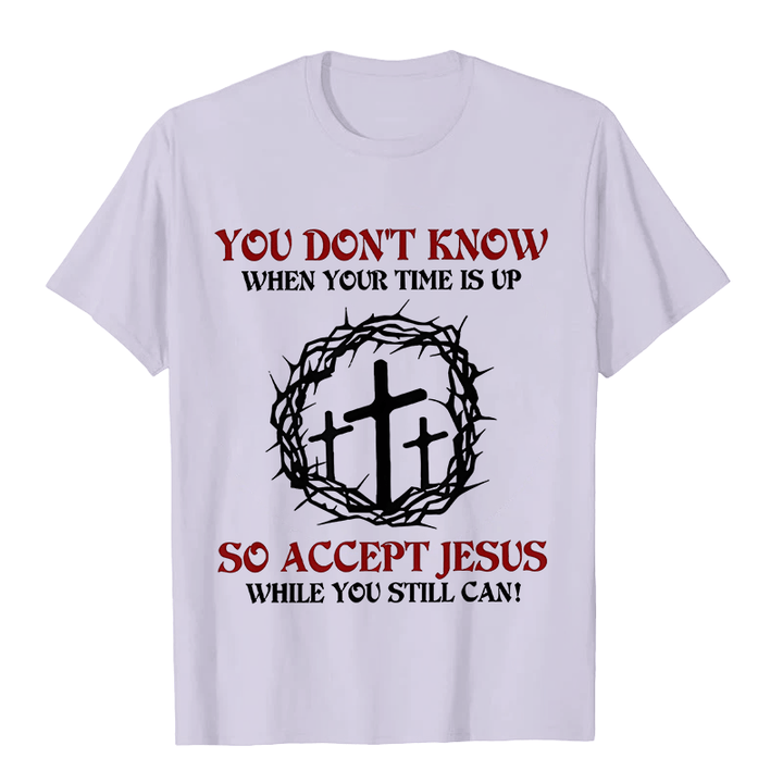 Christianartworkshop Religiöse Warnung Akzeptieren Sie Jesus Dornenkrone Kreuz Unisex T-Shirt - Hellviolett - 2XL - image 5
