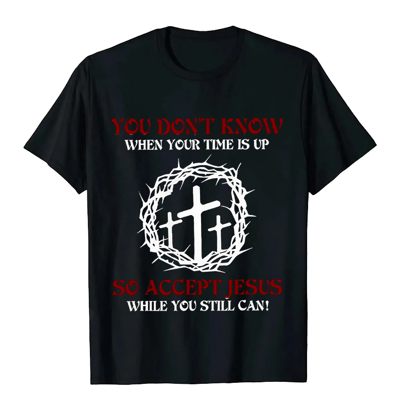 Christianartworkshop Religiöse Warnung Nimm Jesus an Dornenkrone Kreuz Unisex T-Shirt - Schwarz - 2XL - image 8