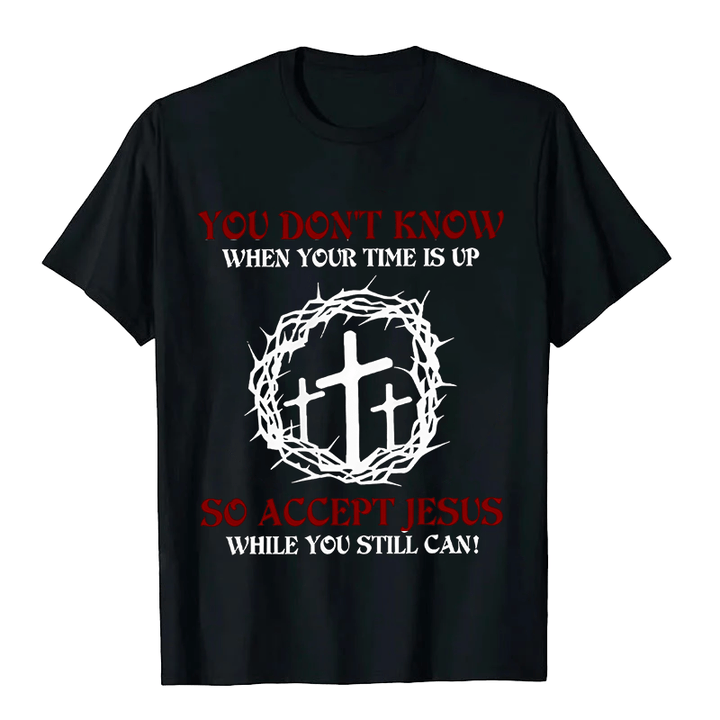 Christianartworkshop Religiöse Warnung Nimm Jesus an Dornenkrone Kreuz Unisex T-Shirt - Schwarz - 2XL - image 8