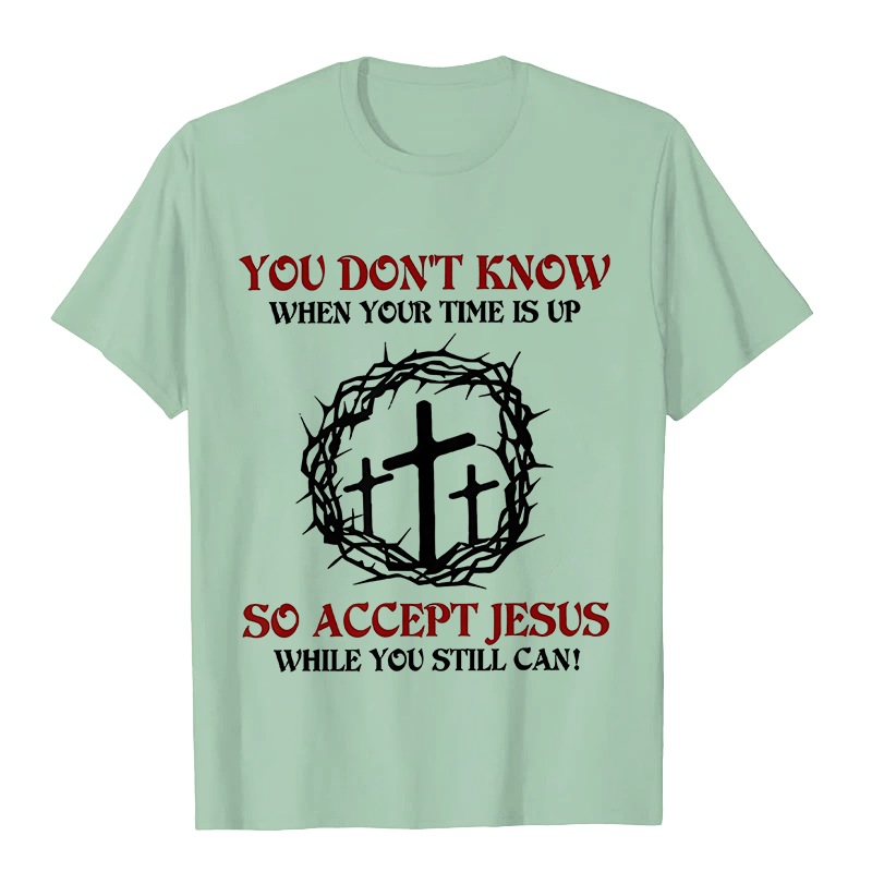 Christianartworkshop Religiöse Warnung Akzeptieren Sie Jesus Dornenkrone Kreuz Unisex T-Shirt - Hellgrün - 2XL - image 7