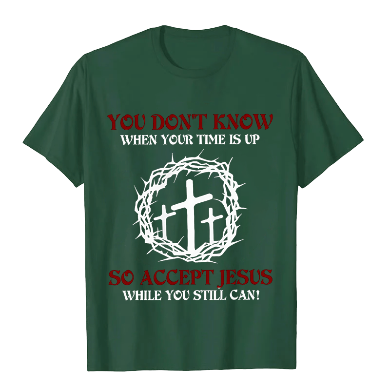 Christianartworkshop Religiöse Warnung Nimm Jesus an Dornenkrone Kreuz Unisex T-Shirt - Dunkelgrün - 2XL - image 7