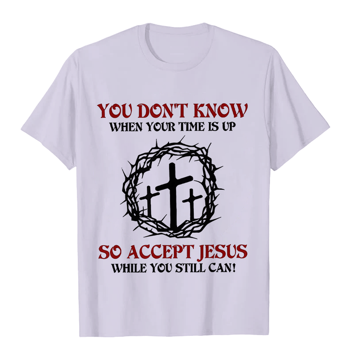 Christianartworkshop Religiöse Warnung Nimm Jesus an Dornenkrone Kreuz Unisex T-Shirt - Hellviolett - 2XL - image 4