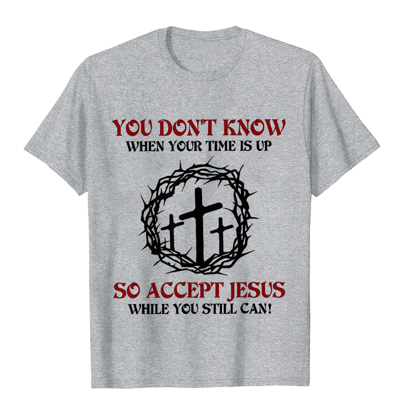 Christianartworkshop Religiöse Warnung Nimm Jesus an Dornenkrone Kreuz Unisex T-Shirt - Grau - 2XL - image 2