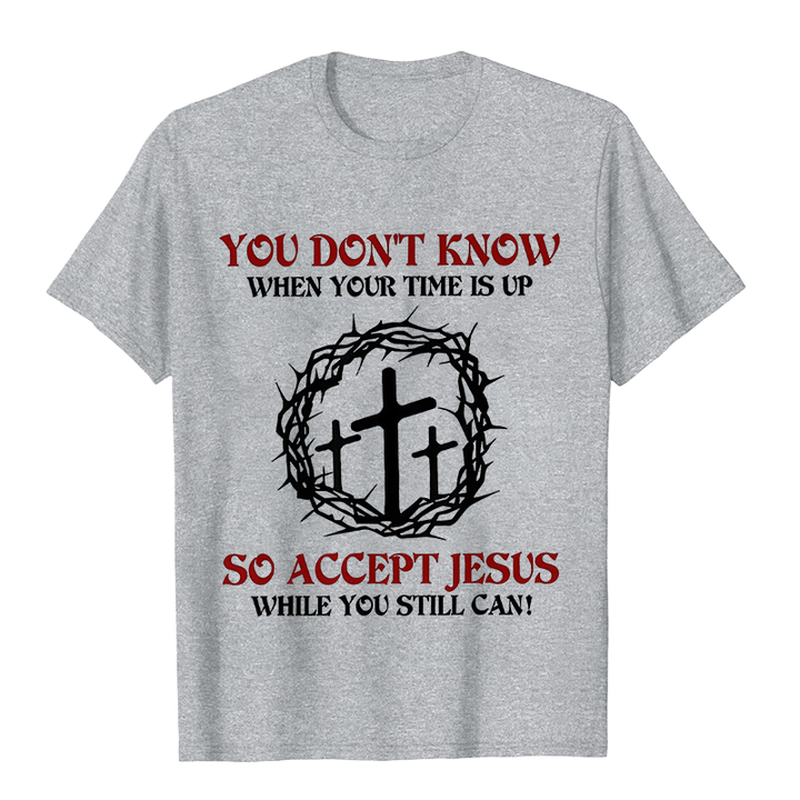 Christianartworkshop Religiöse Warnung Nimm Jesus an Dornenkrone Kreuz Unisex T-Shirt - Grau - 2XL - image 2