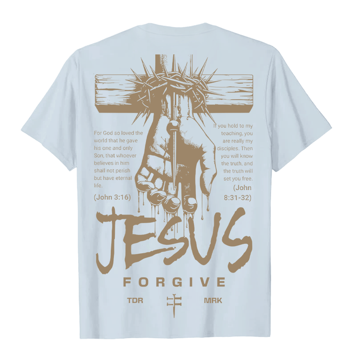Christianartworkshop Religiöses Jesus-Verzeihen-Dornenkrone-Kreuz-Unisex-T-Shirt