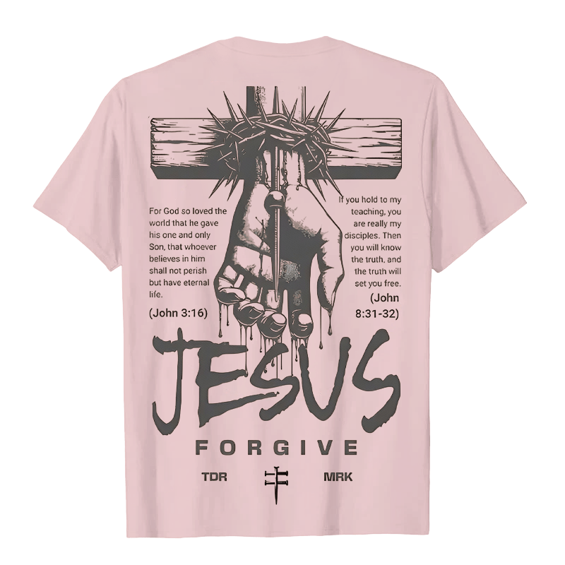 Christianartworkshop Religiöses Jesus-Verzeihen-Dornenkrone-Kreuz-Unisex-T-Shirt - image 19
