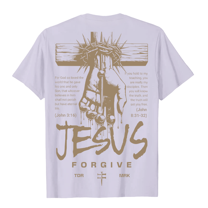 Christianartworkshop Religiöses Jesus-Verzeihen-Dornenkrone-Kreuz-Unisex-T-Shirt - image 10