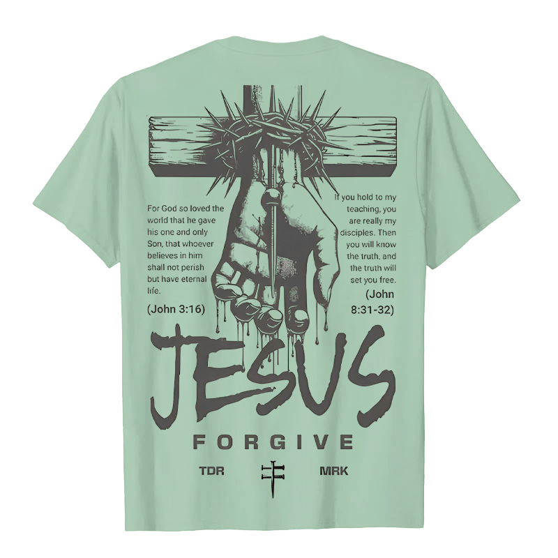Christianartworkshop Religiöses Jesus-Verzeihen-Dornenkrone-Kreuz-Unisex-T-Shirt