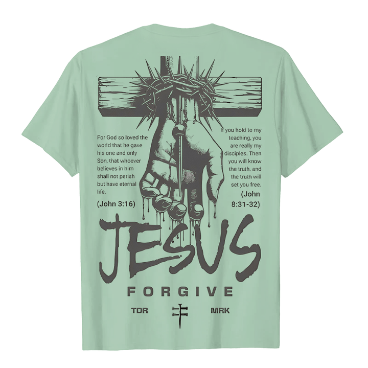 Christianartworkshop Religiöses Jesus-Verzeihen-Dornenkrone-Kreuz-Unisex-T-Shirt