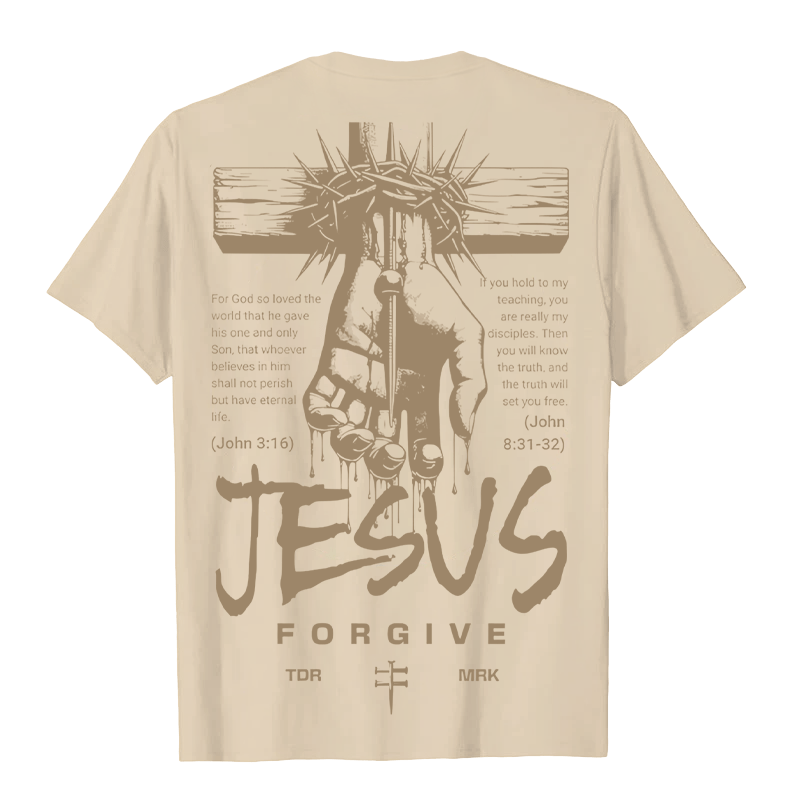 Christianartworkshop Religiöses Jesus-Vergebungs-Dornenkronen-Kreuz-Unisex-T-Shirt - image 3