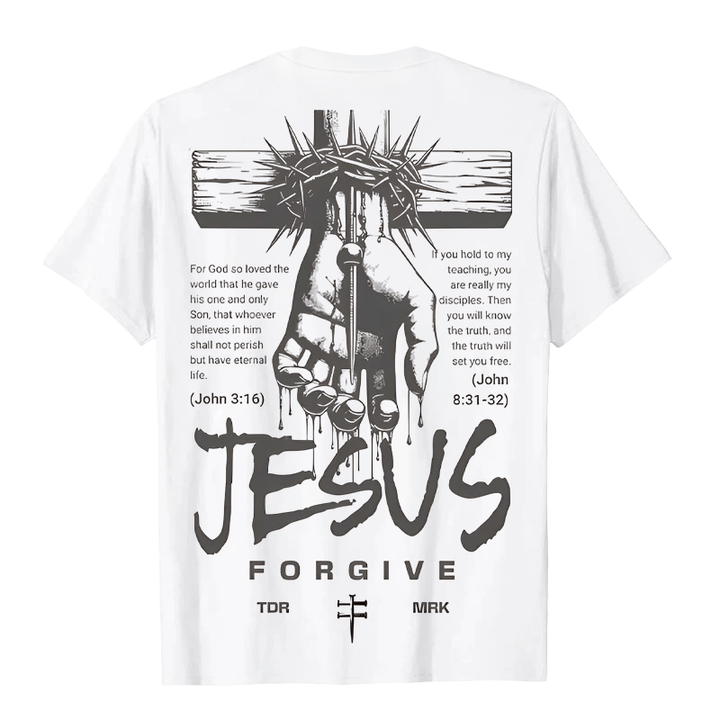 Christianartworkshop Religiöses Jesus-Vergebungs-Dornenkronen-Kreuz-Unisex-T-Shirt - image 6