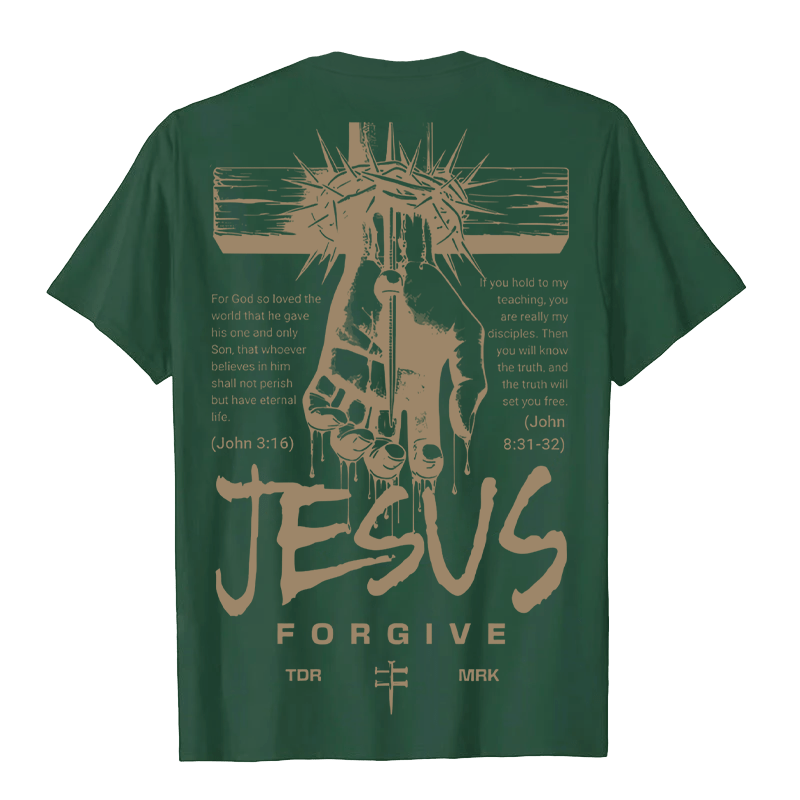 Christianartworkshop Religiöses Jesus-Verzeihen-Dornenkrone-Kreuz-Unisex-T-Shirt