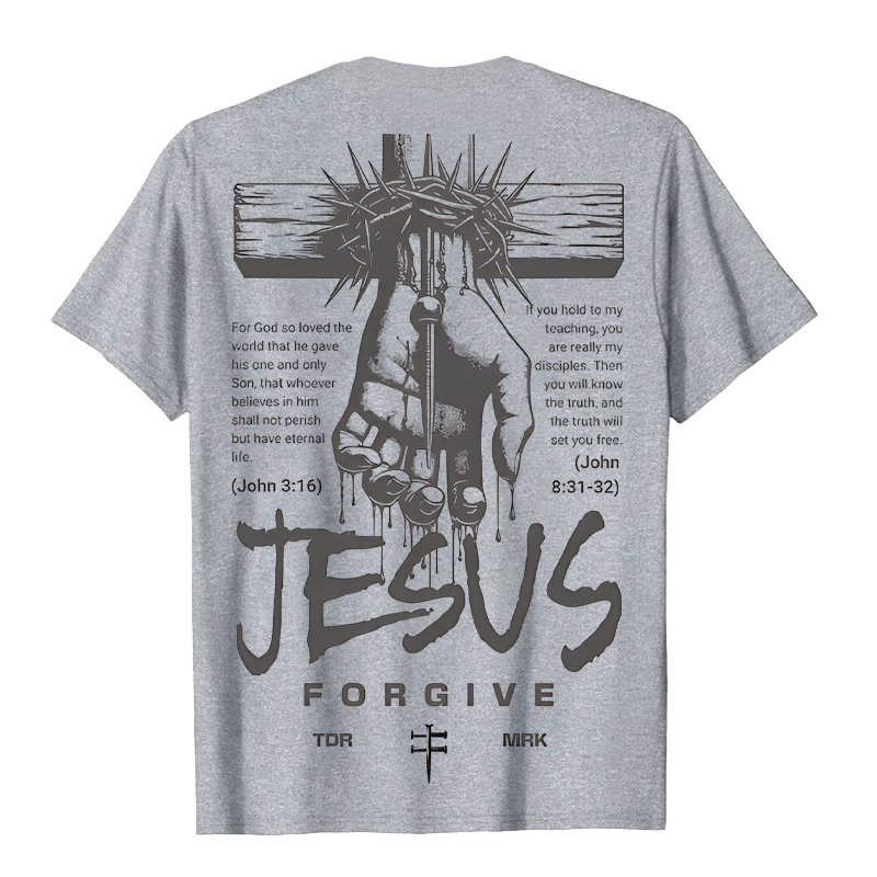 Christianartworkshop Religiöses Jesus-Verzeihen-Dornenkrone-Kreuz-Unisex-T-Shirt
