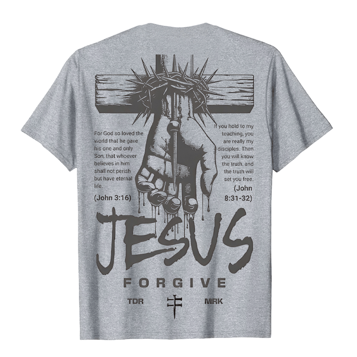 Christianartworkshop Religiöses Jesus-Verzeihen-Dornenkrone-Kreuz-Unisex-T-Shirt