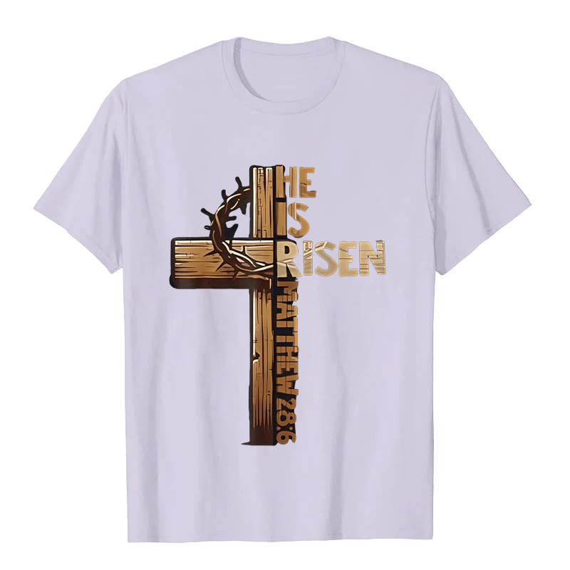 Christianartworkshop Unisex-T-Shirt mit Kreuz und Dornenkrone von He Is Risen - Hellviolett - 2XL - image 5