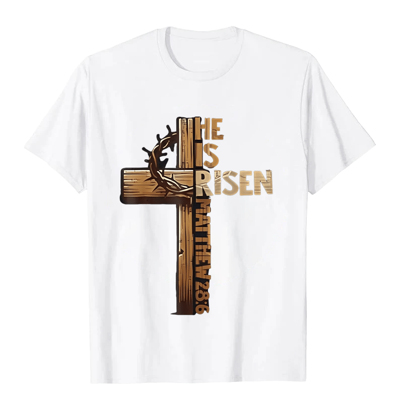 Christianartworkshop Unisex-T-Shirt mit Kreuz und Dornenkrone von He Is Risen