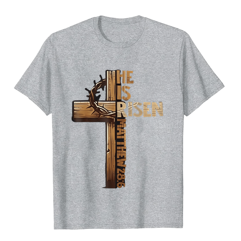 Christianartworkshop Unisex-T-Shirt mit Kreuz und Dornenkrone von He Is Risen - Grau - 2XL - image 9